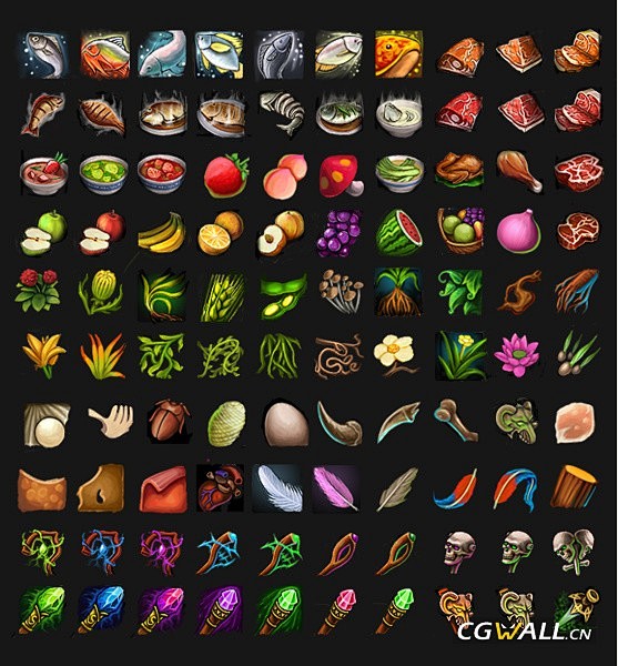 食物、鱼、肉、水果、蔬菜、植物、羽毛、权...