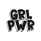 Grl pwr short quote girl power cute hand drawing illustration for print brochure greeting card bag clothing to stick on laptop phone wall modern motivational text feminist tattoo trend Premium Vector