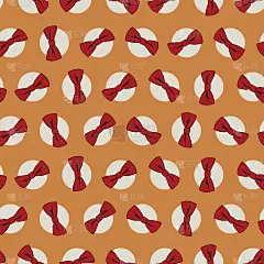 矢量橙色蝴蝶结圆点无缝重复模式。适用于礼品包装、纺织品、壁纸等。