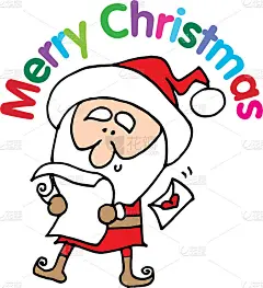 向量插图卡通圣诞老人圣诞贺卡行动系列