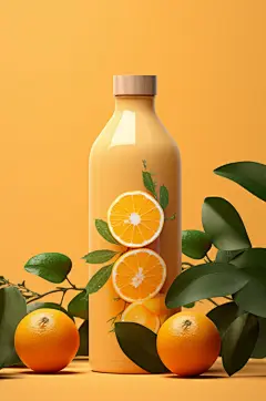 AI数字艺术饮料瓶包装样机模型