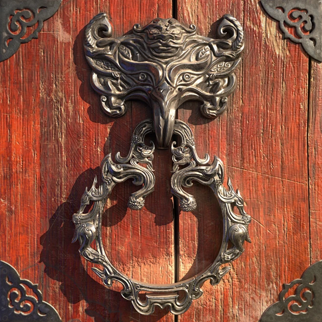 门钹, shangchang tian : 本人非常喜欢古代的这些小玩意儿，这门钹是参考于河北博物馆藏得鎏金银兽面纹铜辅首制作的。-花瓣网