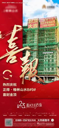 源文件下载【封顶喜报海报】编号：70040026171971595