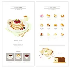 彩色手绘甜品美食餐牌菜单美食插画