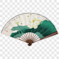 手绘荷花莲叶折扇产品实物PNG图片➤来自 PNG搜索网 pngss.com 免费免扣png素材下载！