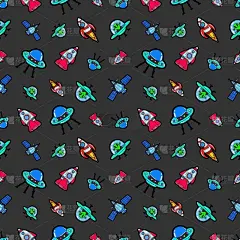太空船,卫星天线,四方连续纹样,火箭,式样,可爱的,酷,时髦的,时尚,图像