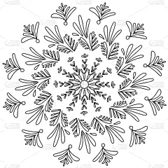 华丽的空气涂鸦雪花曼陀罗与小横梁，抗应力着色页禅意形圆框