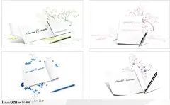 商业设计-折页贺卡纸张、钢笔设计