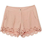 Pink Mid Waist Hollow Shorts