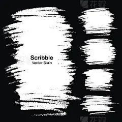 Set of White Scribble Stains Hand drawn in Pencil