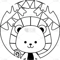 可爱的,狮子,圆形,花环,边框,野生动物,动物,农场,儿童,婴儿