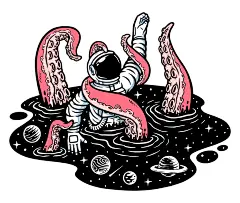 章鱼触手星球探险宇航员矢量素材