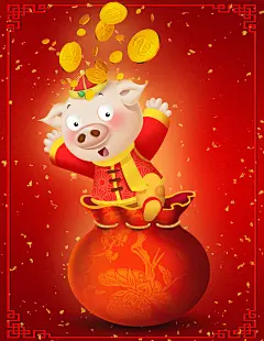 春节红包 包袱福袋 可爱小猪 2019年吉祥物卡通造型 ZN000035