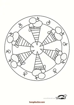 14张圆圈对称奶牛太阳老鼠海盗小女孩缠绕画儿童涂色简笔画-红豆饭小学生简笔画大全