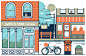 Monocle #67 : We were asked by Monocle to create an opening two-page illustration to introduce their editorial on retail and shopping in the high street.