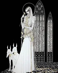 永恒的游荡：黑色、白色与金色的插画，一场埃及神话时装秀