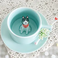 三浅陶瓷|原创 哈士奇犬 咖啡杯 萌蠢二货 创意生日礼物生肖杯子-淘宝网
