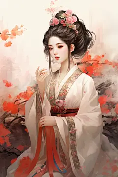 AI数字艺术新中式中国风美女人物插画-众图网