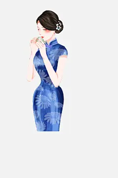中国风手绘旗袍美女古典美女民国美女-众图网