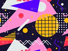 几何形状,四方连续纹样,市场营销,绘画插图,矢量,混沌,包装纸,80年代风格,风格,商品