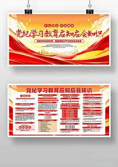 红色大气党纪学习教育应知应会知识海报