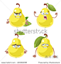 Vector set of cartoon character with many expressions pear