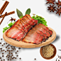古风美食美味腊肉切片元素psd免抠素材_新图网 https://ixintu.com 四川腊肉 调味香料 一盘肉片 腊肉菜肴 八角花椒 陈皮 木盘子