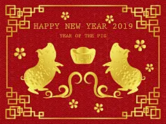 2019年新年快乐猪年中国日本东方传统元素新年氛围素材AI矢量素材