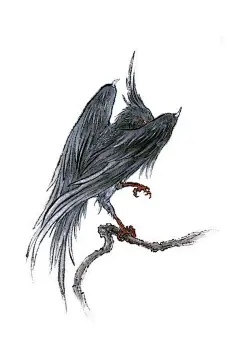 《观山海》䳅鵌
《山海经·中山经》有鸟焉，其状如乌而赤足，名曰䳅鵌，可以御火