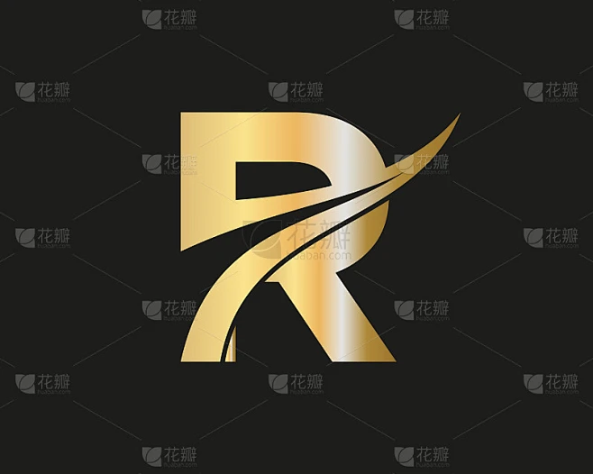 R标志设计模板。有创意的现代商业印刷的首字母R标志素材-花瓣网