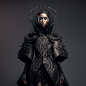 futuristic gothic couture on model full body