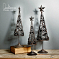 欧式创意圣诞树摆设仿旧铁艺黑玻璃珠烛台装饰品摆件家居结婚礼物