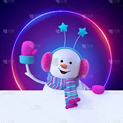 球,卡通,耳机,霓虹灯,空白的,雪人,古服装,聚会