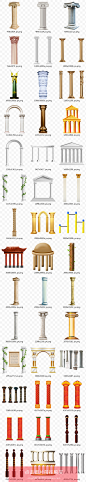黄金房地产罗马柱建筑柱子石柱浮雕大理石柱子宣传海报装饰N455