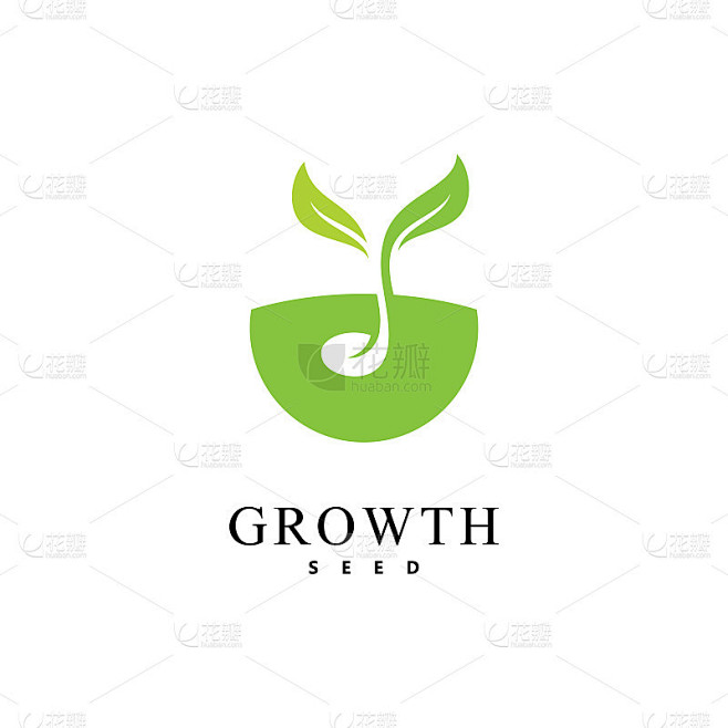 绿色种子标志图标矢量插图