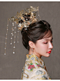 新娘头饰2020新款古装中式秀禾服结婚凤冠霞帔流苏敬酒服发饰茜颖-淘宝网