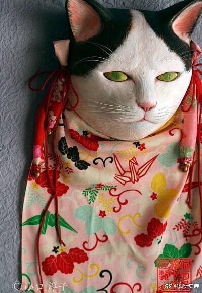 日本造型设计师小口淳子的和风猫面具 ​​...