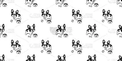 法国牛头犬无缝图案狗向量骨碗瓷砖背景重复壁纸瓷砖围巾孤立的插图