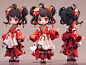 AIGC：盲盒三视图红色系