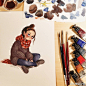 #浮绘#慕尼黑插画家 Iraville 水彩人物欣赏。| 更多:O网页链接 ​​​​