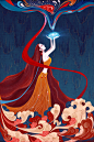 中国古代神话传说嫦娥奔月女娲补天传统手绘插画PSD海报设计素材【源文件可下载】