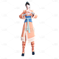 2.5D女侠古代表演人物元素贴纸