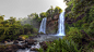 Download Wallpaper 1920x1080 Waterfalls, River, Rocks, Trees, Landscape Full HD 1080p HD Background 高清 壁纸 风景 