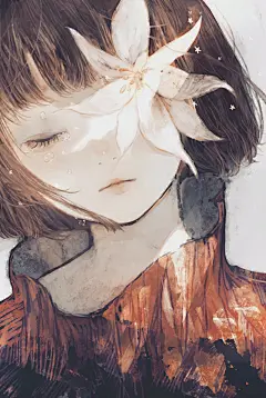 Orie日本插画师，她的画给人一种细腻清新、温暖又宁静的感觉，似乎一张使用了梦幻滤镜的照片。主题大多为各种风格的少女，表情刻划得十分生动，或宁静，或淡然，或忧伤。个人认为其画风应该是从水彩上延续的，清淡的色彩，叠加有层次的纹理，不过我认为最值得从Orie身上思考的是水彩的思路：刻画细节是为了看起来有丰富细节给人遐想，而不是真的还原细节。 (75)