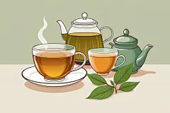 手绘文艺嫩绿清洌茶叶插画