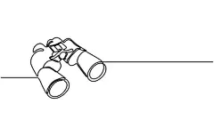 一笔画 | 图源免费EPS文件 |连续单线望远镜。矢量插图，望远镜连续单线绘图。矢量插图，望远镜线图标。可编辑描边，绘制望远镜