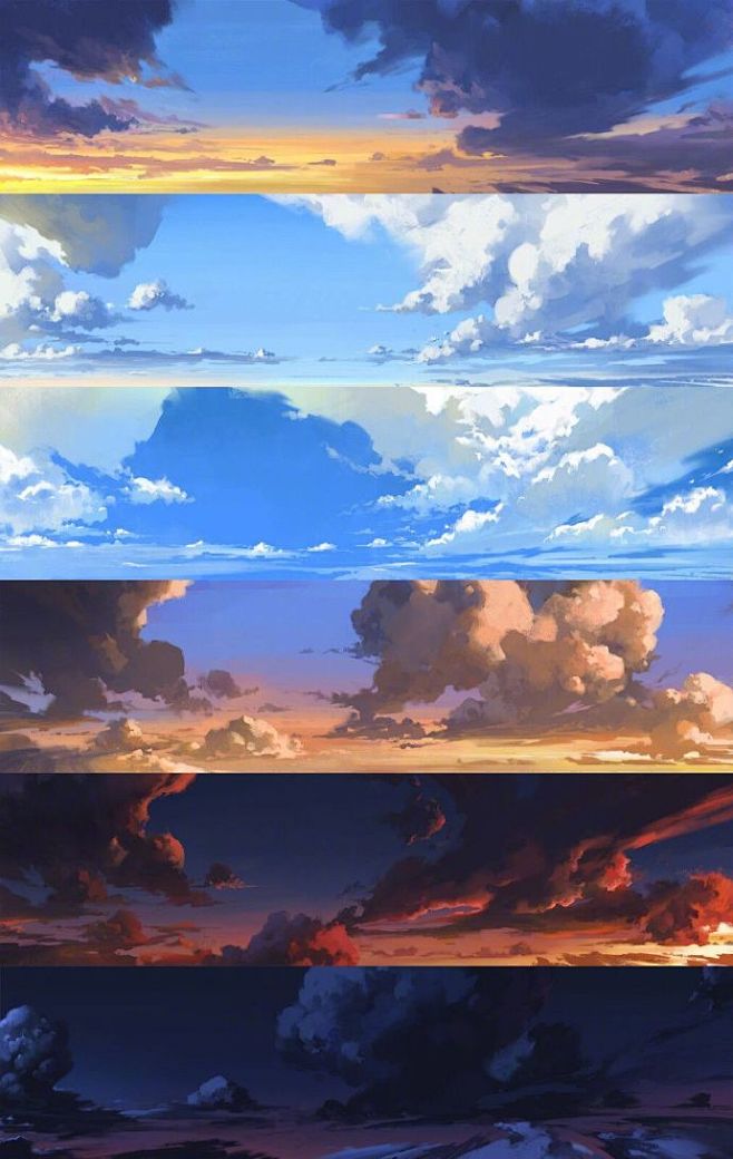 几十种自然场景、天空、云的插画表现

#...