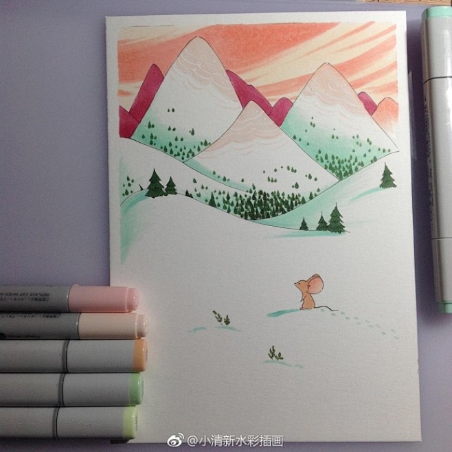 小清新插画~~小萌鼠  
作者| ins...
