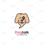 pet dog talk logo icon with puppy dog head as