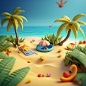 3d summer background